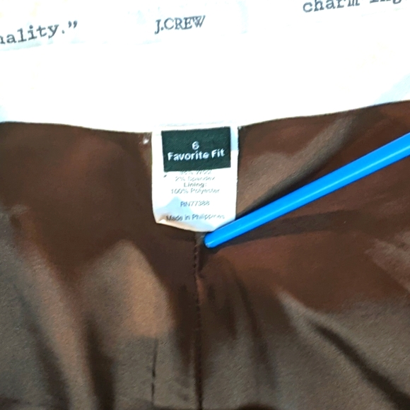 J. Crew Brown Wool/Spandex Straight Leg Favorite Fit Pants, 6 - Picture 2 of 7